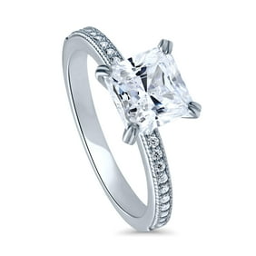 BERRICLE Rhodium Plated Sterling Silver Oval Cut Cubic Zirconia CZ Statement Halo Art Deco Cluster Engagement Ring 1.56 CTW